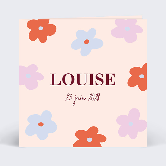 Faire part naissance Fleurs wavy