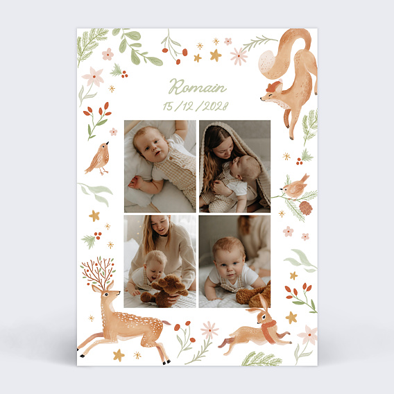 Faire part naissance Forêt de Noël