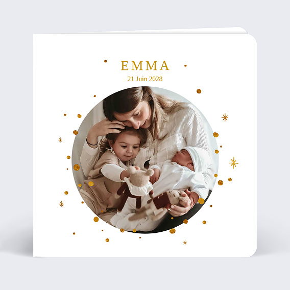 Faire part naissance Golden dots