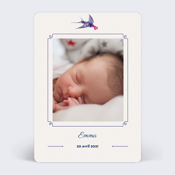 Faire-part Naissance Hirondelle d'amour