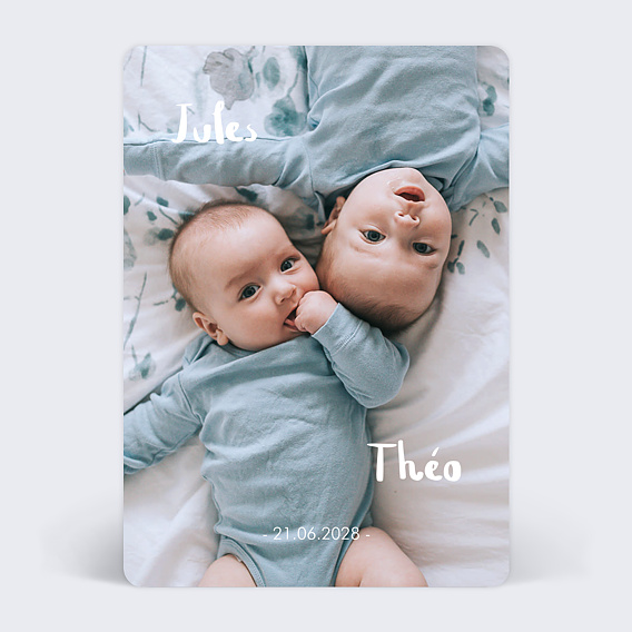 Faire part naissance Jumeaux modernes