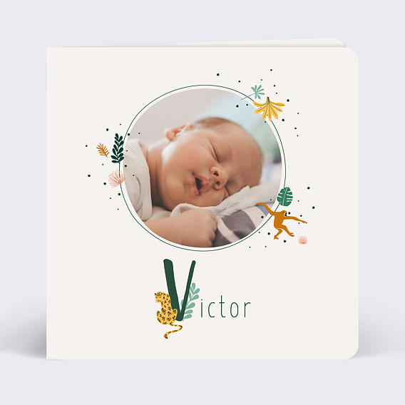 Faire part naissance Lettrine Jungle