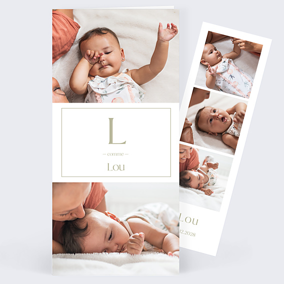 Faire-part Naissance Lettrine Multiphoto
