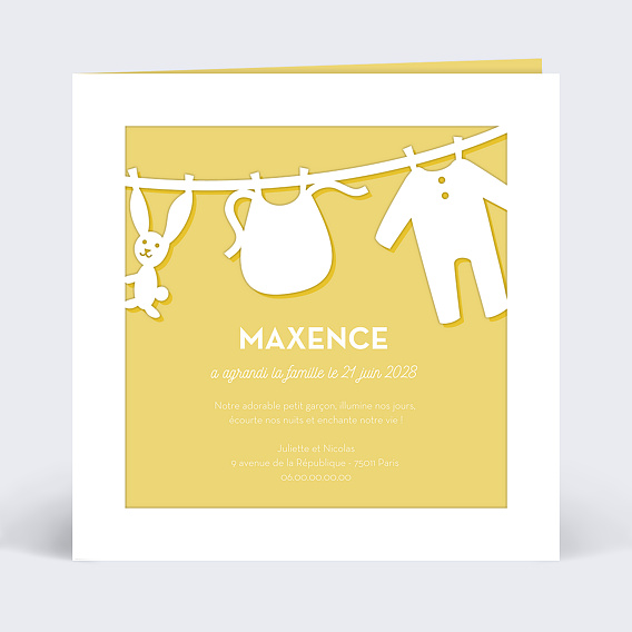 Faire part naissance Linge de bébé