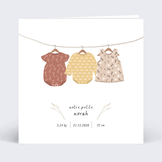 Faire part naissance Linge de Famille
