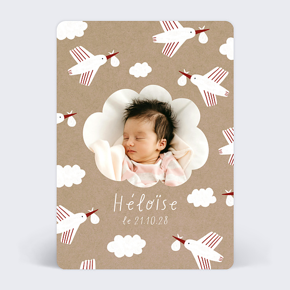Faire part naissance Motif Cigogne