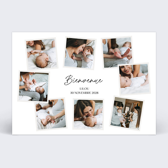 Faire part naissance Multi polaroids