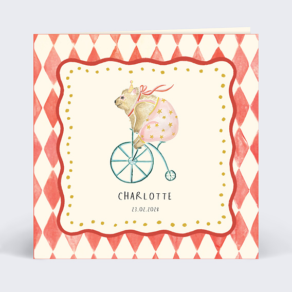 Faire part naissance Ours acrobate - Clara Dassie x Popcarte