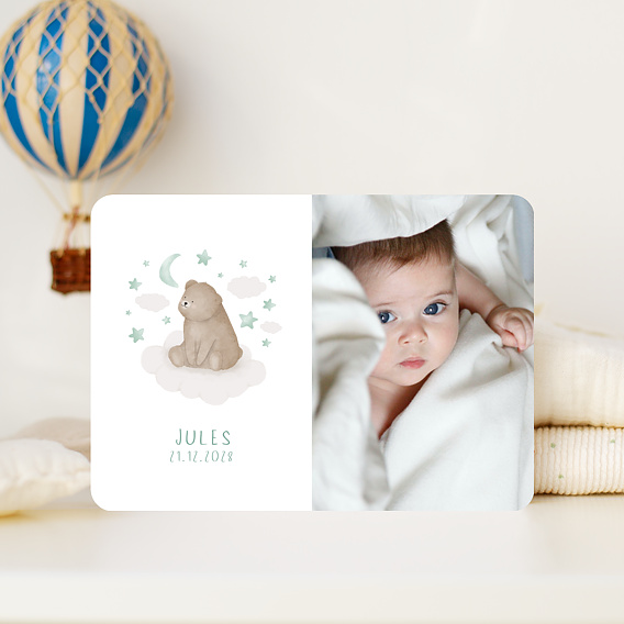 Faire part naissance Ourson Nuage