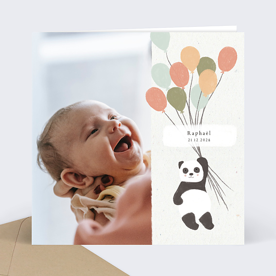 Faire part Naissance Panda ballons