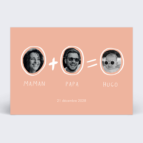Faire part naissance Papa + Maman Simple