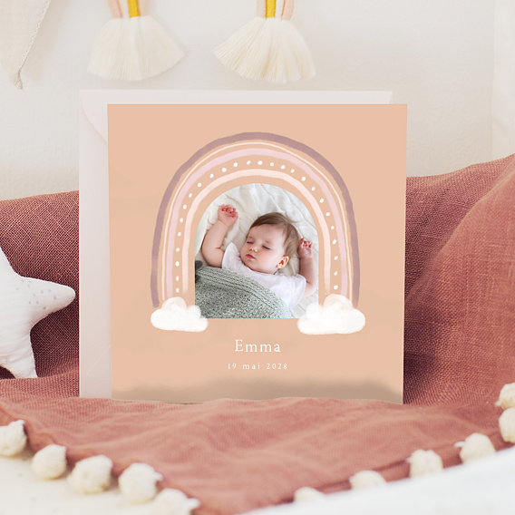 Faire part naissance Petit arc-en-ciel