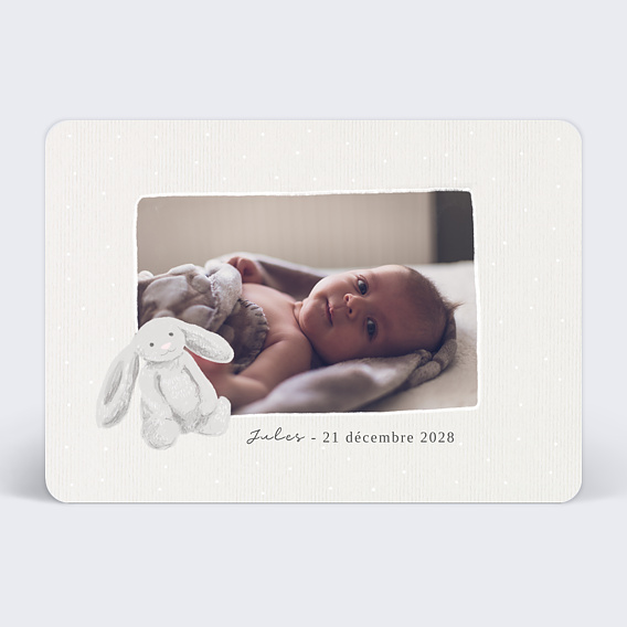 Faire part naissance Petit Lapin Gris