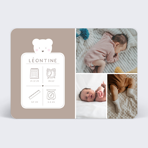 Faire part naissance Petit Ourson