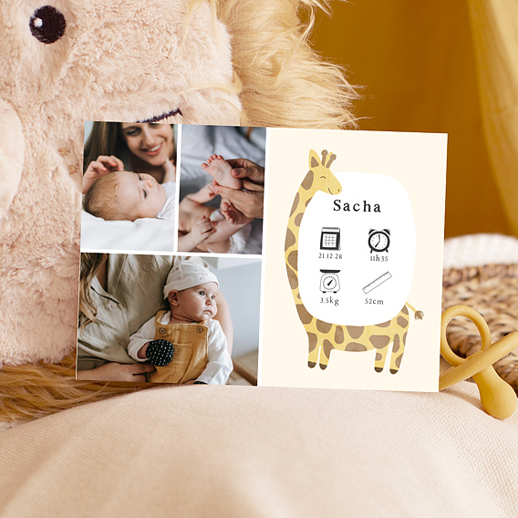 Faire part naissance Petite Girafe