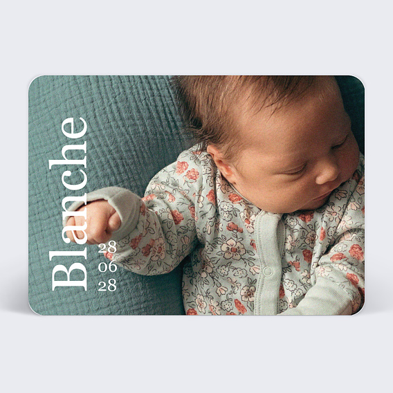 Faire part naissance Prénom de côté