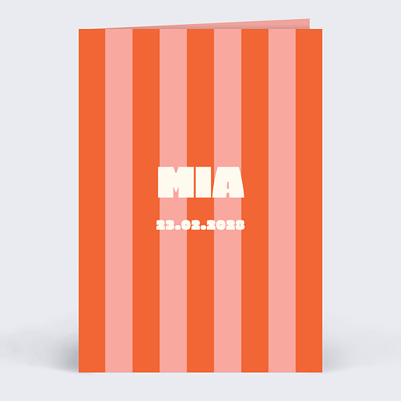 Faire-part Naissance Rayure abricot et rose