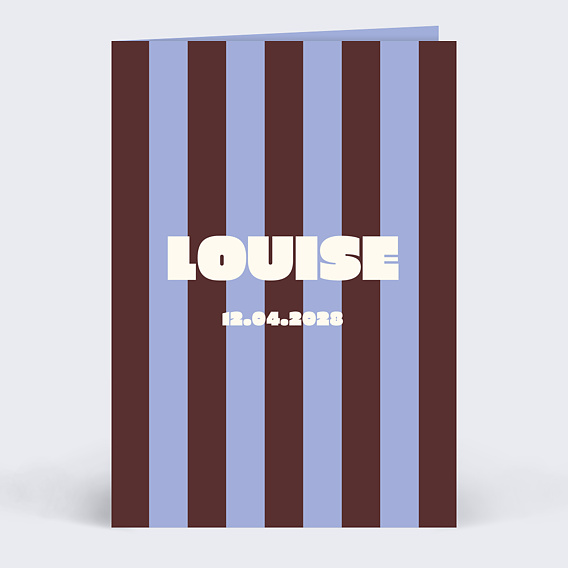 Faire part naissance Rayure acajou et lavande