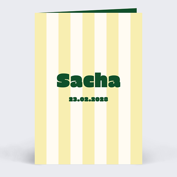 Faire-part Naissance Rayure jaune beurre