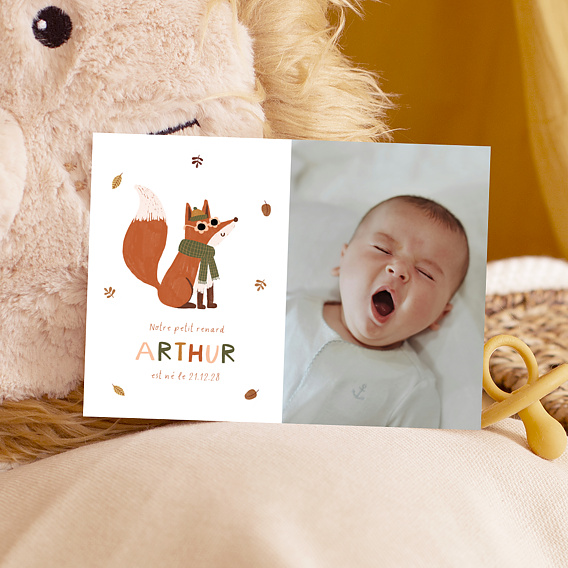 Faire part naissance Renard automne