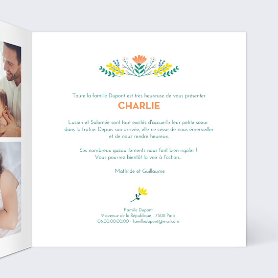 Faire part naissance Pop Liberty Intérieur Droit