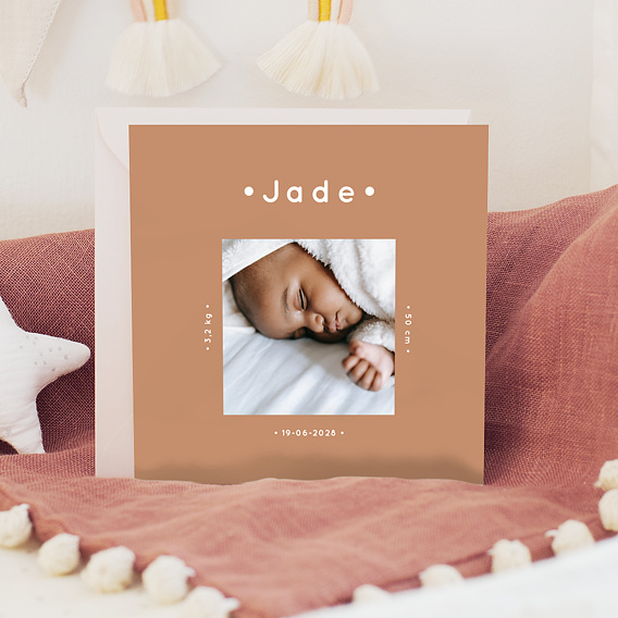 Faire part naissance Carré terracotta Après 1
