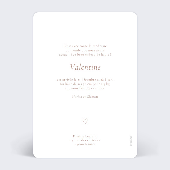 Faire part naissance Multiphoto Élégant Verso