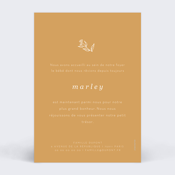 Faire part naissance Caramel Doux Verso