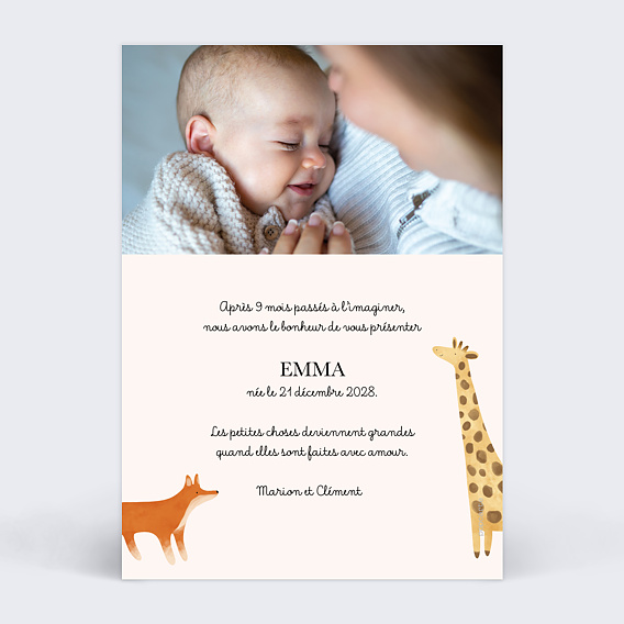 Faire part naissance Certificat Complet Verso