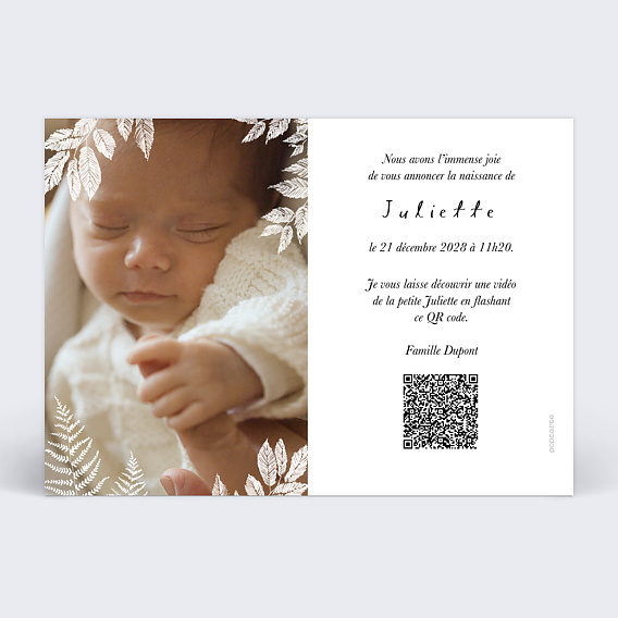 Faire part naissance Crayon Blanc Kraft Verso