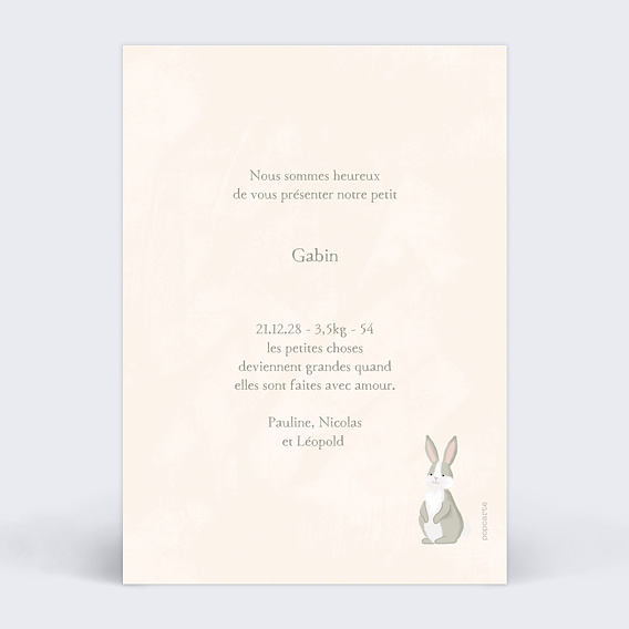 Faire part naissance Découverte en forêt Verso