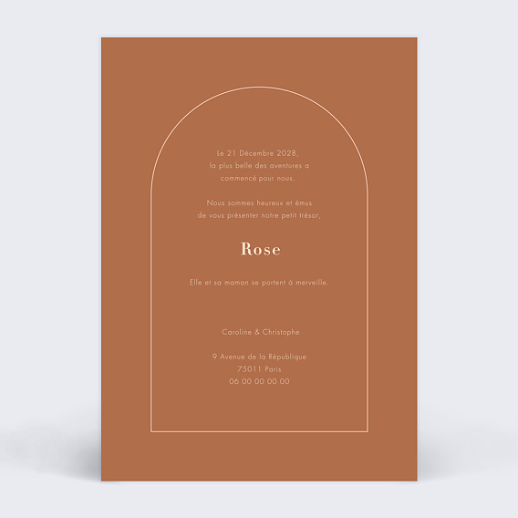 Faire part naissance Douce arrivée Verso