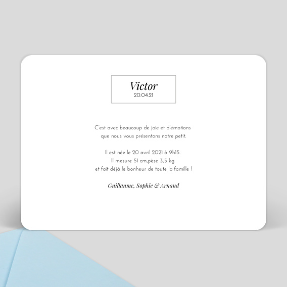 Faire part naissance Etiquette Verso