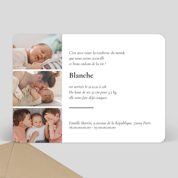 Faire part naissance Famille Nombreuse Verso