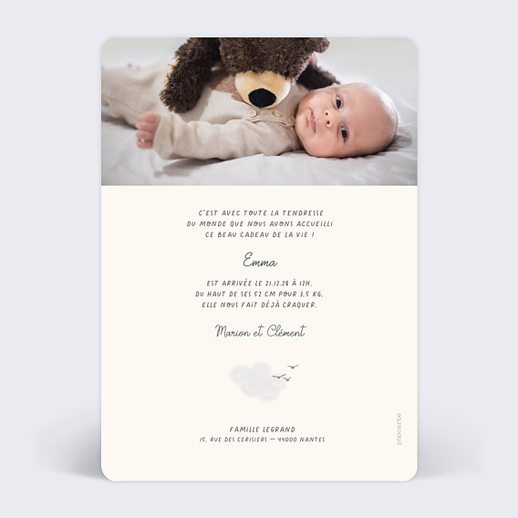 Faire part naissance Frise Aventure Verso