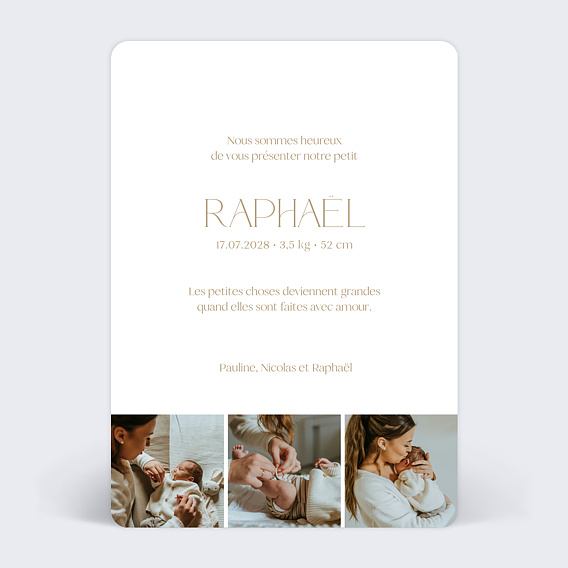 Faire part naissance Lettrine Kraft Verso