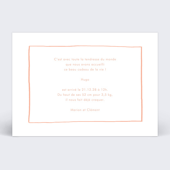 Faire part naissance Papa + Maman Simple Verso