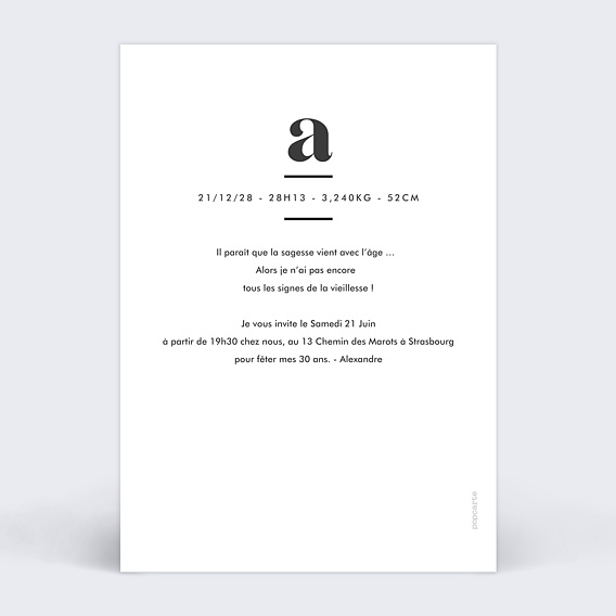 Faire part naissance Praline Verso