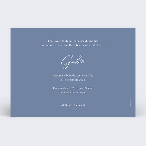 Faire part naissance Ski montagnes Verso