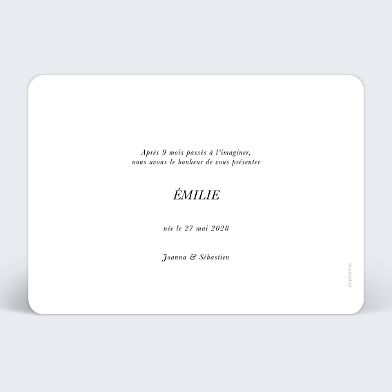 Faire part naissance Trois Photos Bébé Verso
