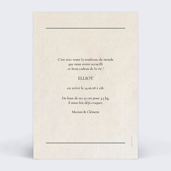 Faire part naissance Wanted baby Verso