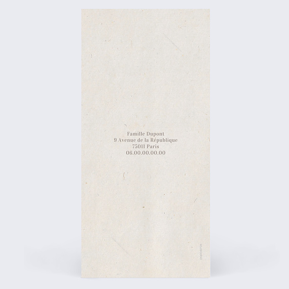 Faire part naissance Pictos Douceur de Lin Verso