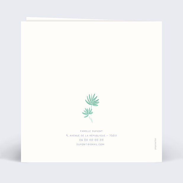 Faire-part Naissance Lettrine Nature Verso