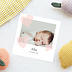 Faire part naissance Coeur Rose