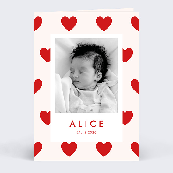 Faire-part Naissance Coeurs