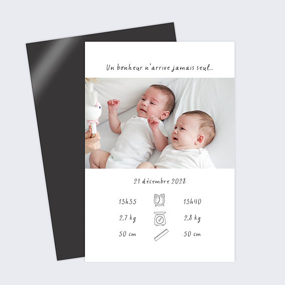 Faire part naissance Jumeaux Citation