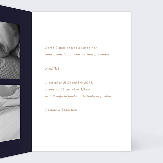 Faire part naissance Fleurs Ocre Intérieur Droit