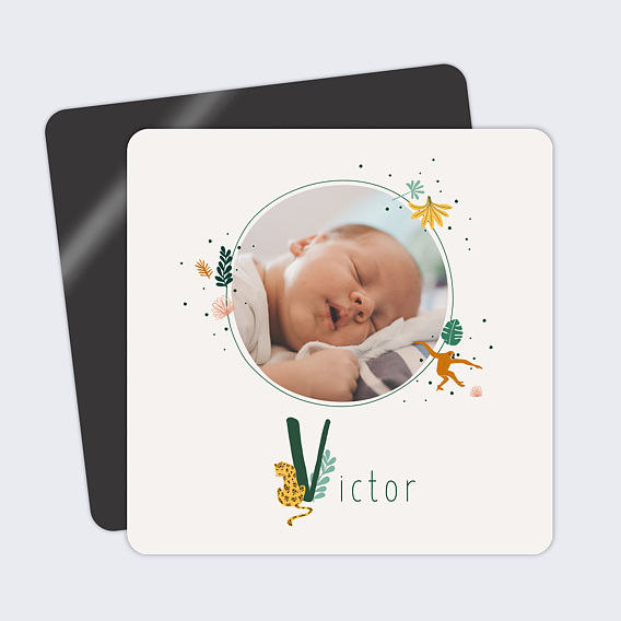 Faire part naissance Lettrine Jungle