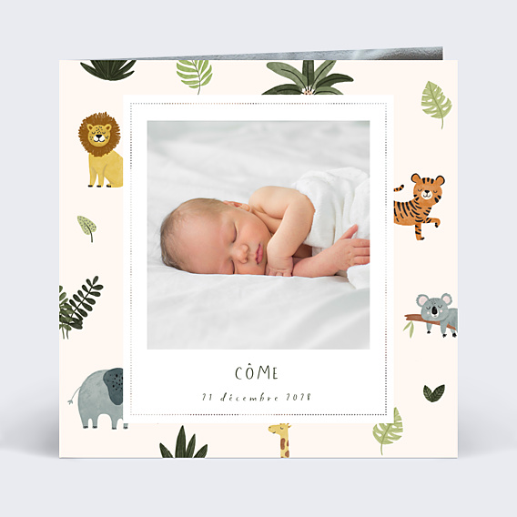 Faire-part Naissance Polaroïd jungle