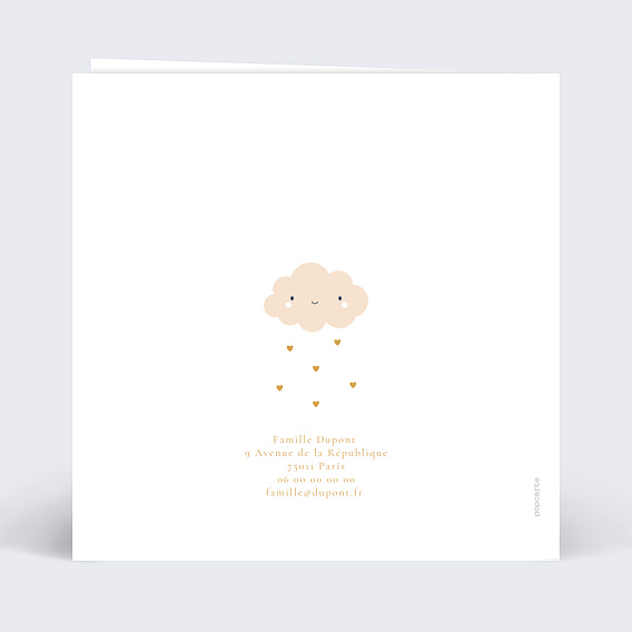 Faire part naissance Petit Nuage Verso